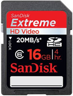Sandisk SDHC Extreme HD-Video 16GB Class 6 Speicherkarte